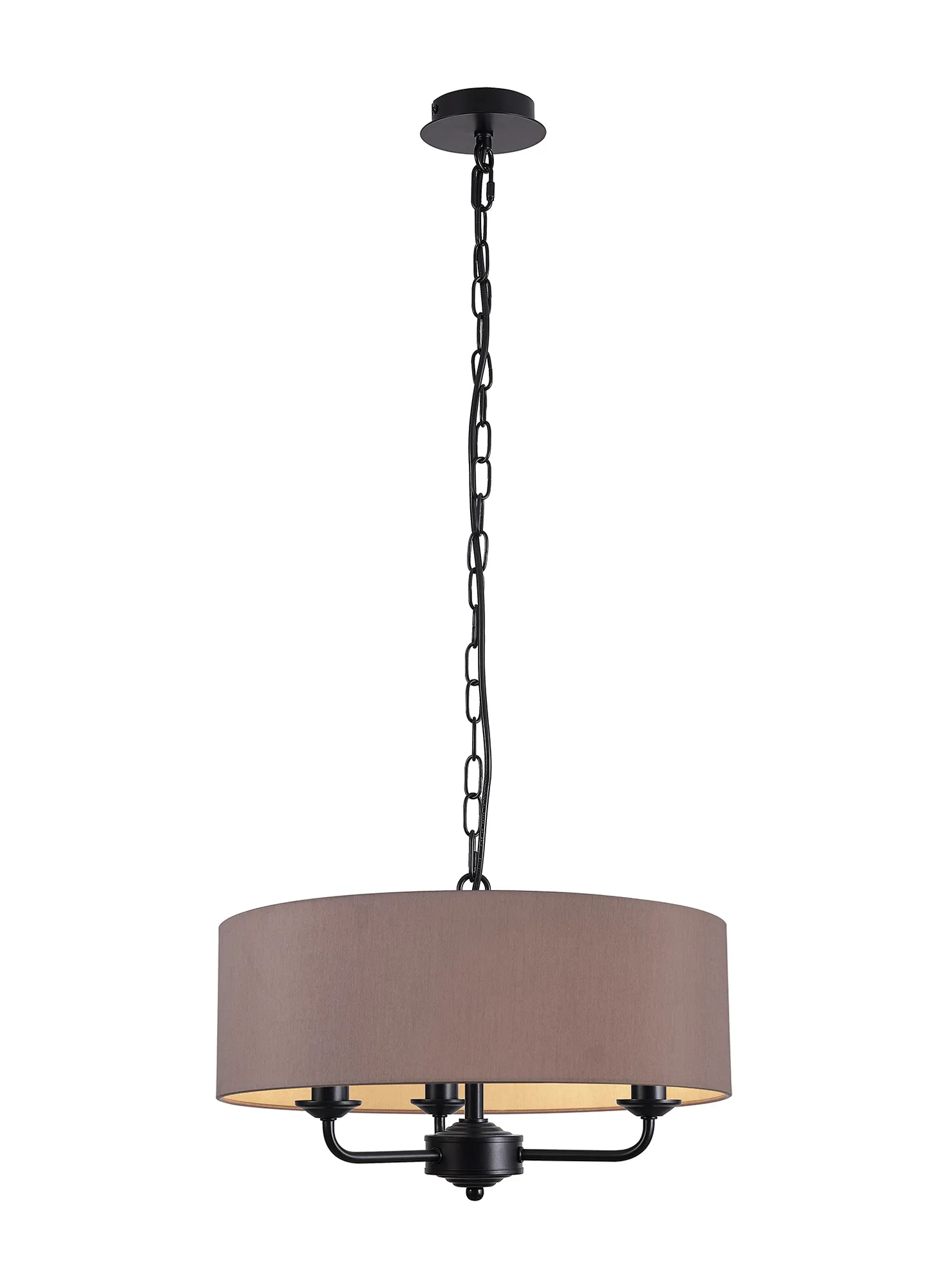 DK1022  Banyan 45cm 3 Light Pendant Matt Black; Taupe/Halo Gold